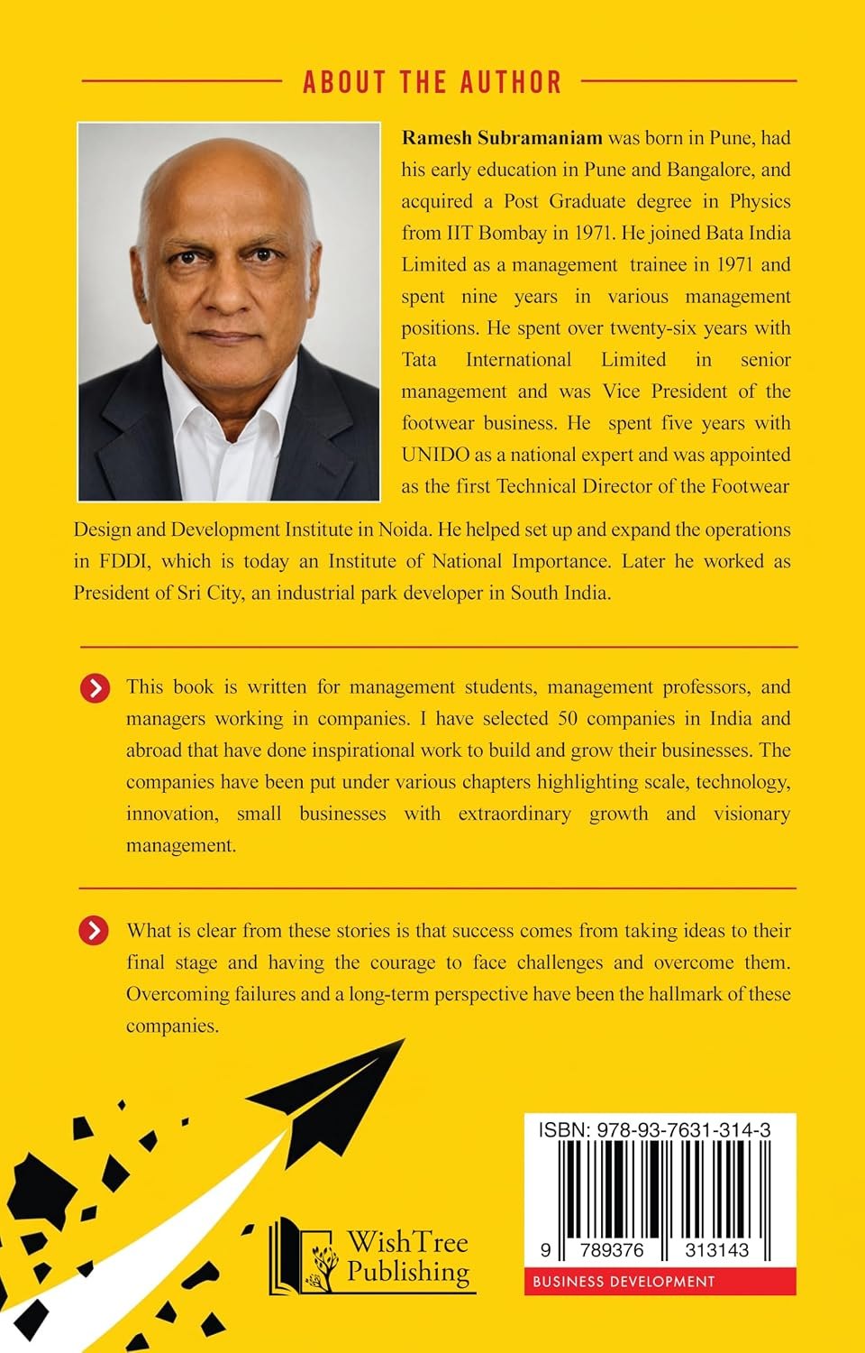 Back cover of Built Against the Odds, with the author biography and ISBN